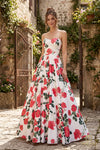 Sweetheart Printed Satin A-Line Gown - 261P6705