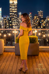Off-Shoulder Short Cocktail Sheath Midi Dress - 262C7004