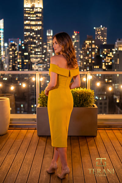Off-Shoulder Short Cocktail Sheath Midi Dress - 262C7004