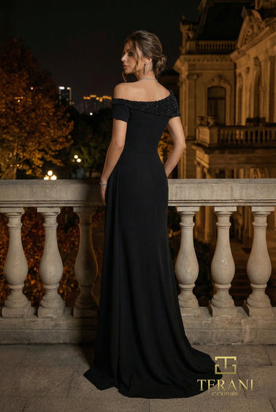 Off-Shoulder Long Evening Sheath Gown - 262E7122