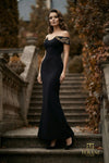 Off-Shoulder Long Evening Sheath Gown - 262E7139
