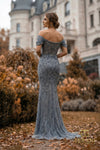 Off-Shoulder Long Pageant Sheath Gown - 262GL7169