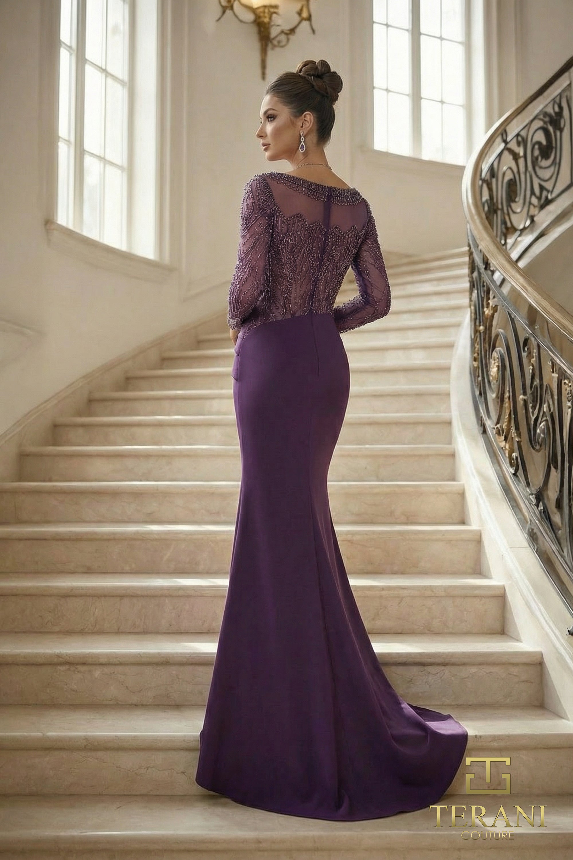 Round Neck Long Mother of the Bride Dress - 262M7293