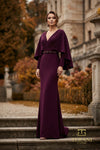 V-Neck Long Mother of the Bride Sheath Dress - 262M7295
