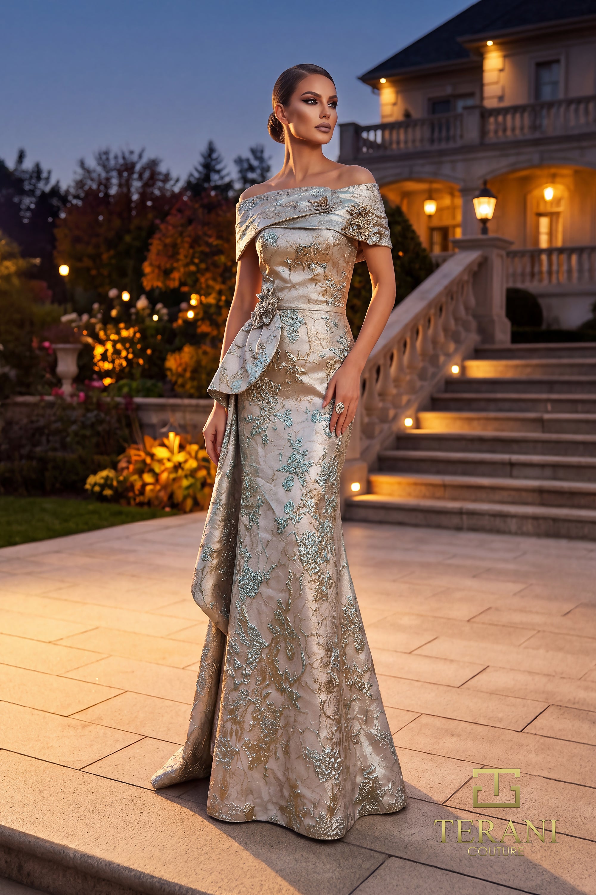 Off-Shoulder Long Mother of the Bride Dress - 262M7303