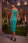 Off-Shoulder Short Cocktail Sheath Midi Dress - 262C7004