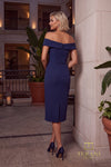Off-Shoulder Short Cocktail Sheath Midi Dress - 262C7004