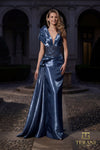 V-Neck Long Evening Sheath Gown - 262E7130