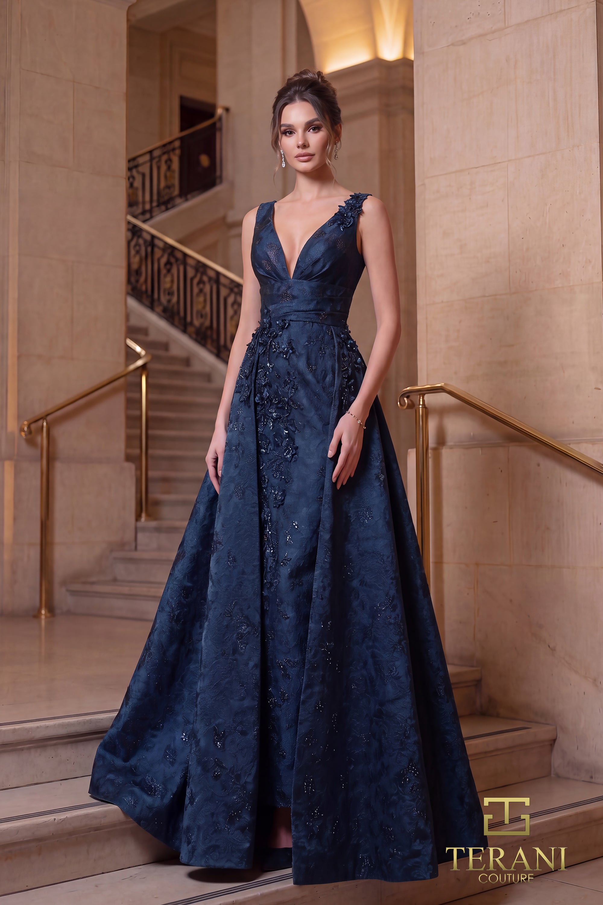V-Neck Long Evening Dress - 262E7138
