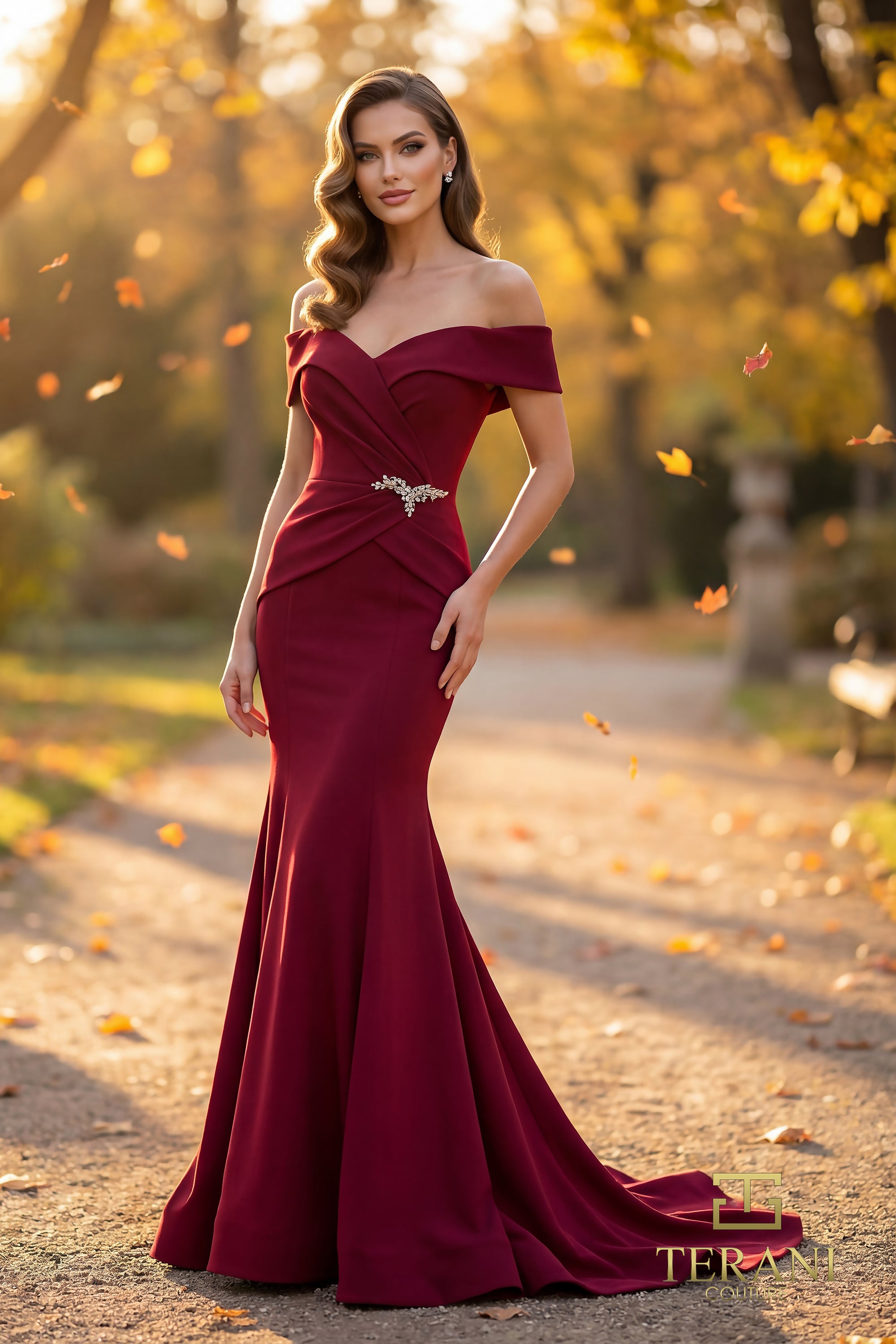 Off-Shoulder Long Mother of the Bride Dress - 262M7251