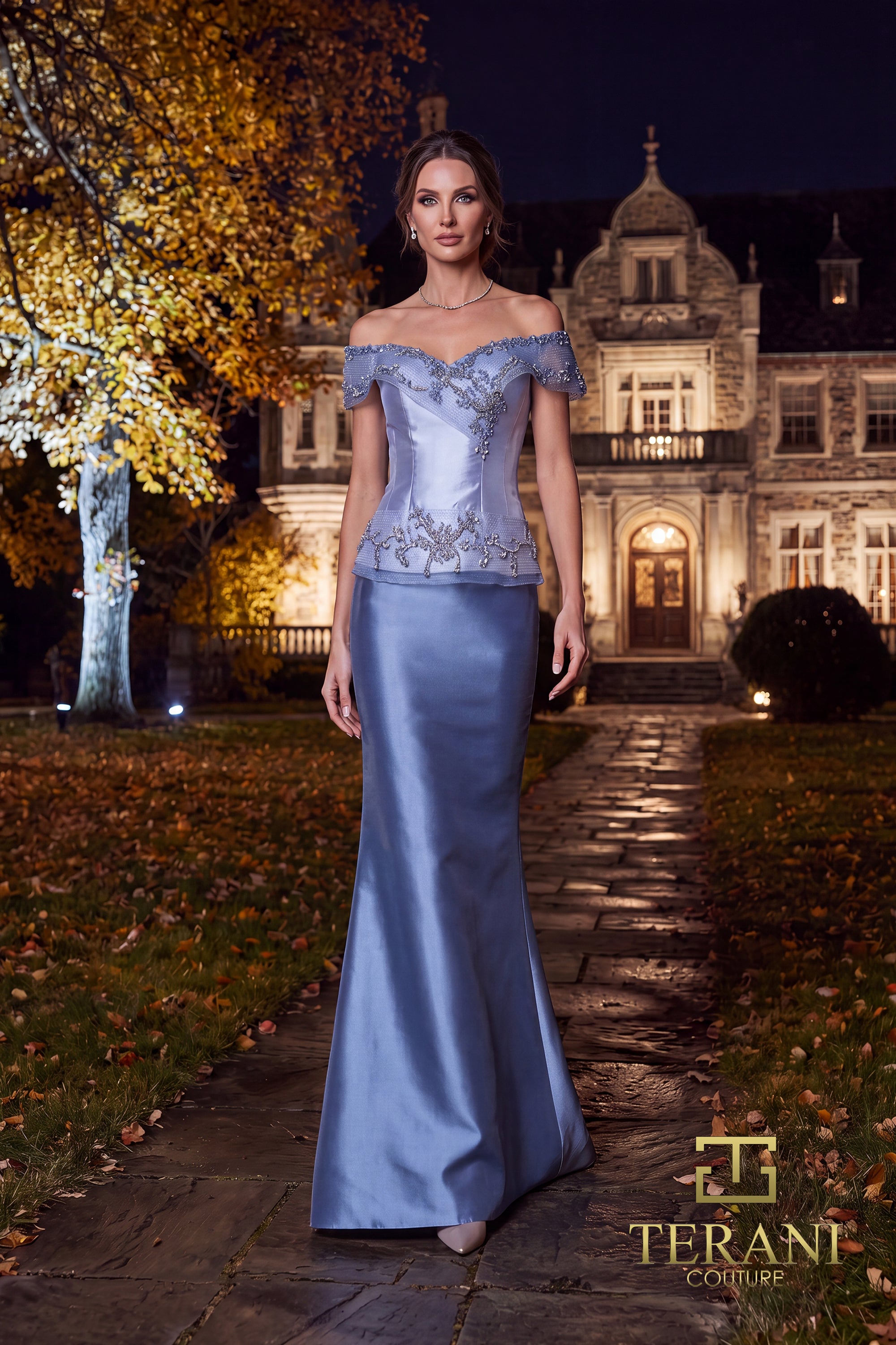 Off-Shoulder Long Two-Piece Mother of the Bride Set - 262M7297