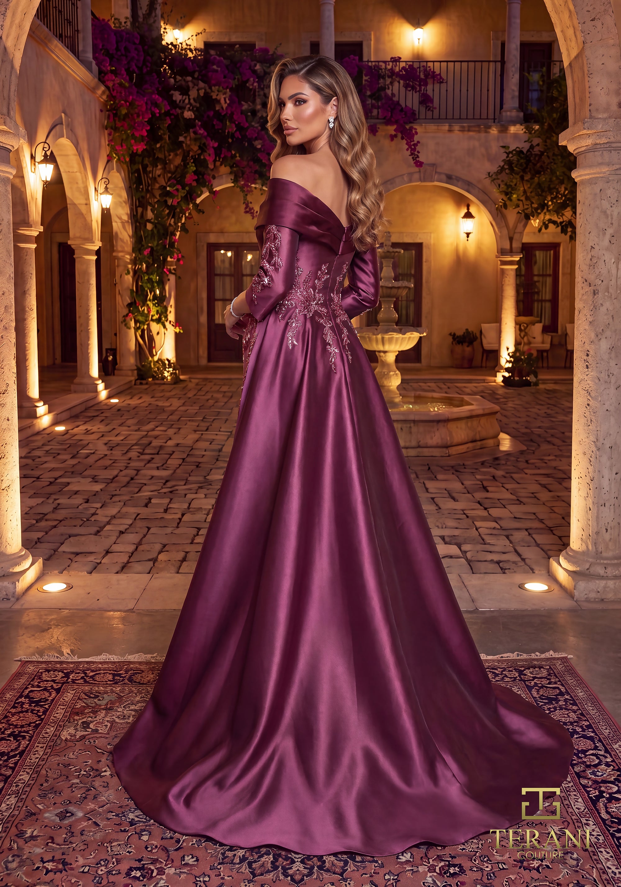 Off-Shoulder Long Mother of the Bride Sheath Dress - 262M7315