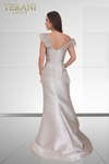 241E2478 Off-Shoulder Trumpet Embroidered Mikado Column Evening Dress