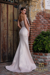 251E4276 Metallic Jacquard Trumpet Sleeveless Evening Dress