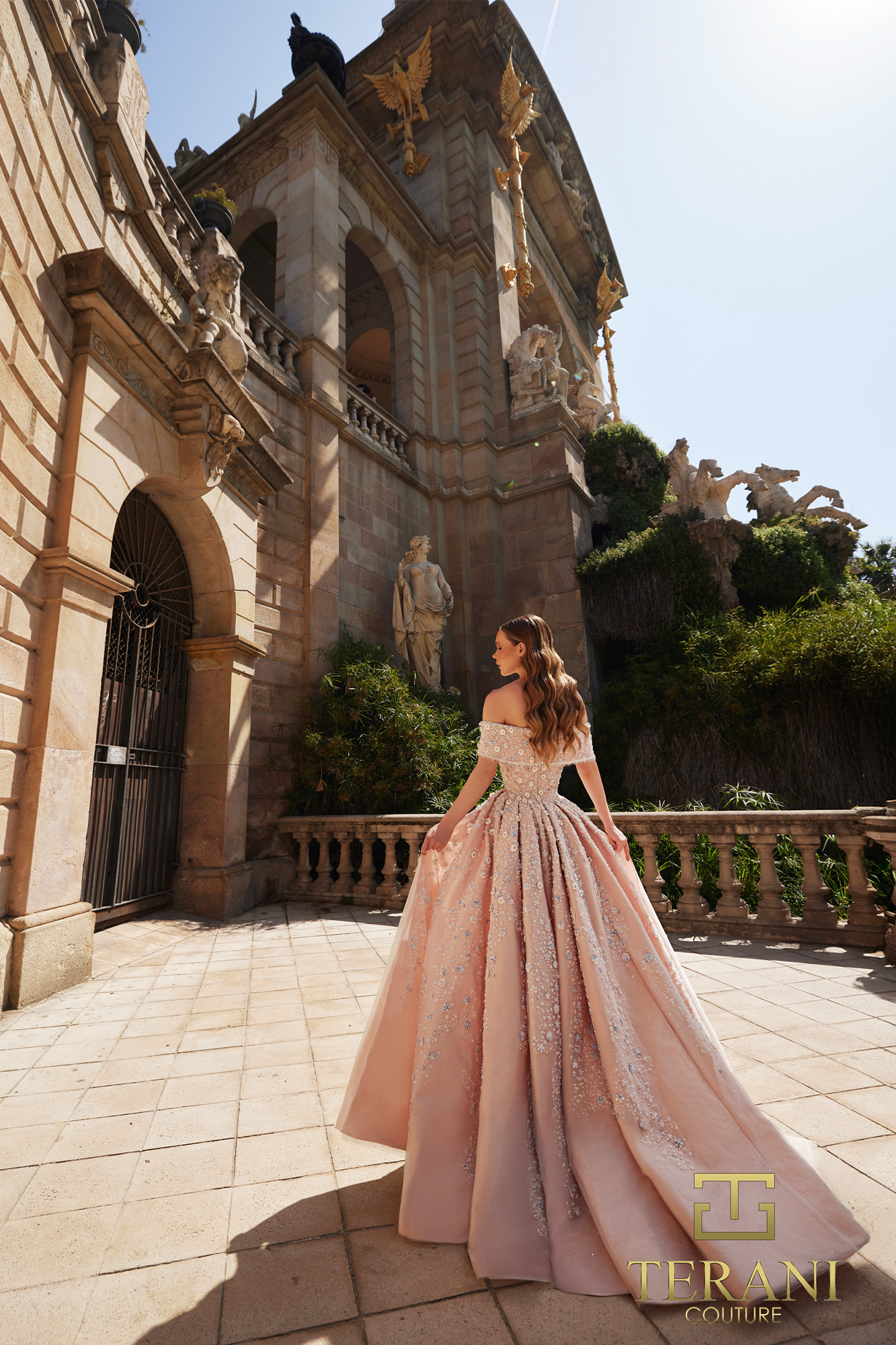 Off-Shoulder Beaded Tulle Ballgown - 261GL6659