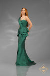 One Shoulder Emerald Mermaid Dress - J2859