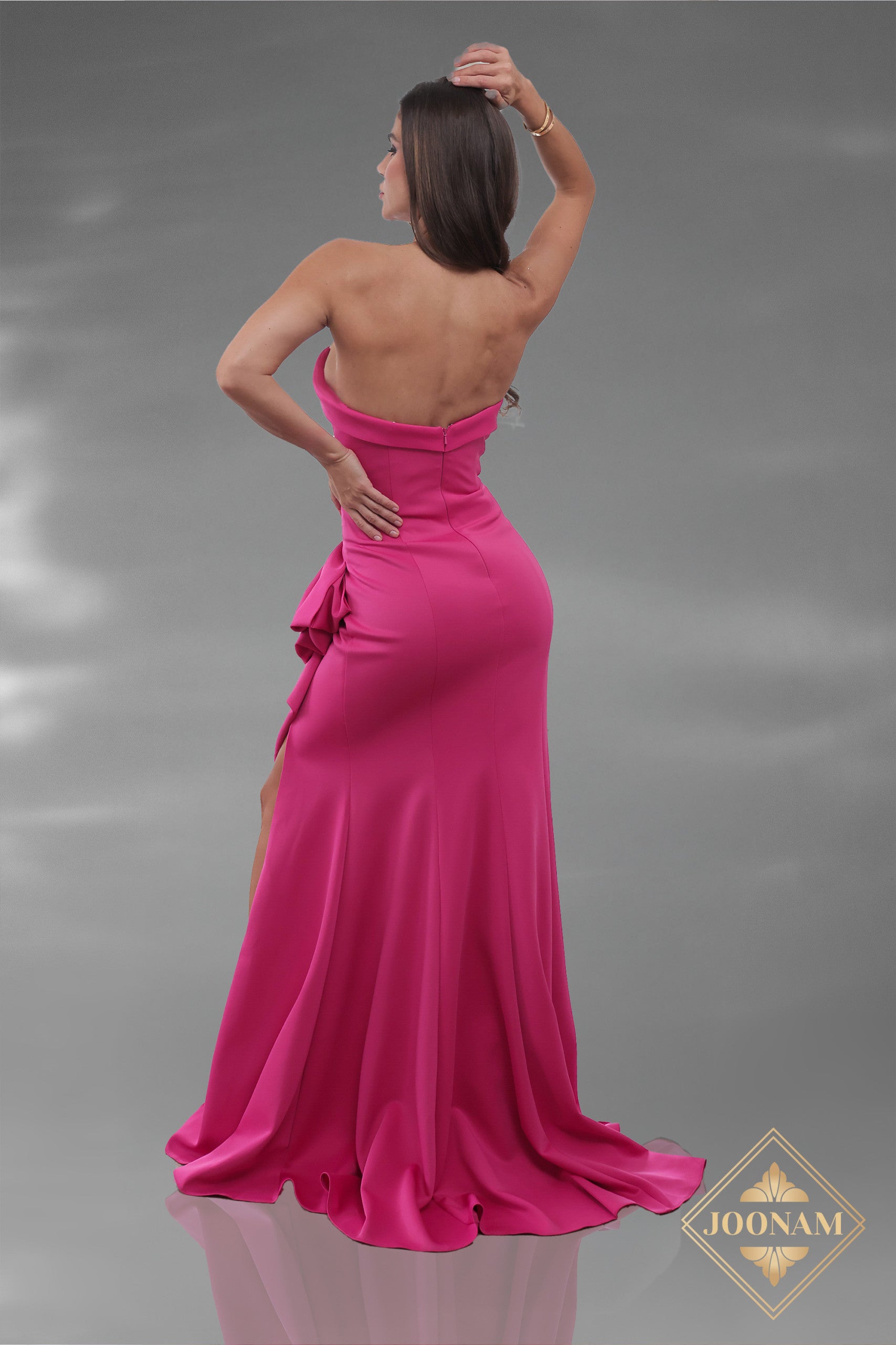 Straight Mermaid Fuchsia Mikado Dress - J3152