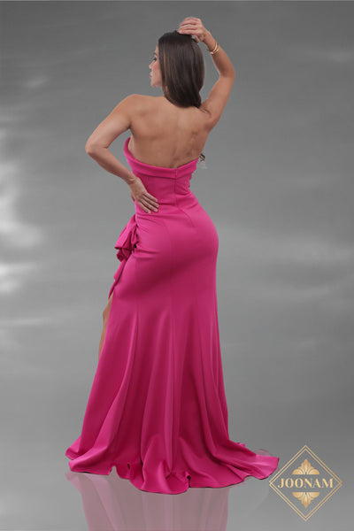 Straight Mermaid Fuchsia Mikado Dress - J3152