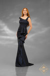 Stunning Assymetric Jacquard Mermaid Gown - J3307