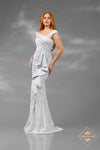 Stunning Assymetric Jacquard Mermaid Gown - J3307
