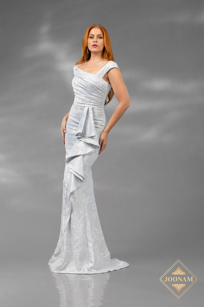 Stunning Assymetric Jacquard Mermaid Gown - J3307