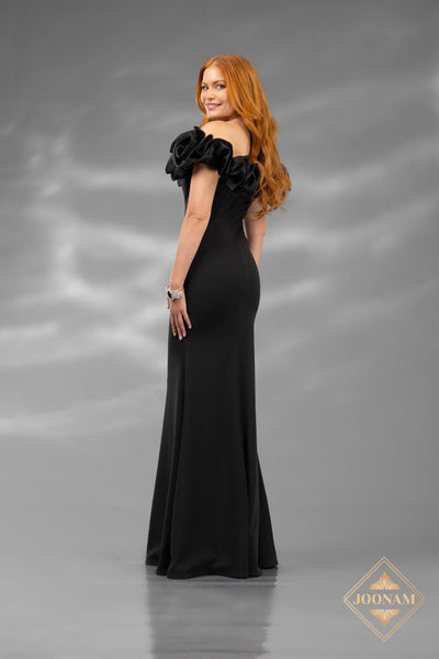 Off-The-Shoulder Jersey Black Mermaid Dress - J4642L