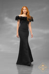 Off-The-Shoulder Jersey Black Mermaid Dress - J4642L