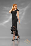 V-Neck Jersey Fit and Flare Cap Sleeves Dress - J4652