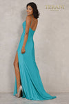 V Neckline Ruched Detailed Fitted Slit Dress - 2111P4030