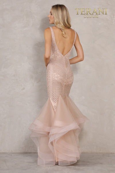 Beaded Fit and Flare with Mermaid Tulle Skirt Dress - 2215P0028