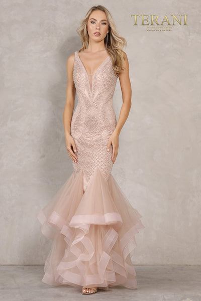 Beaded Fit and Flare with Mermaid Tulle Skirt Dress - 2215P0028