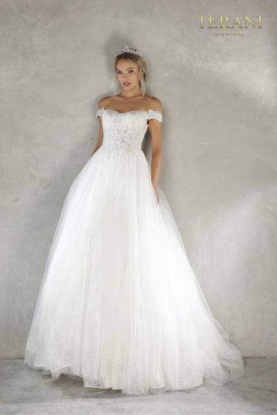 Ivory Off Shoulder Sweetheart Wedding Dress - 2215P0034