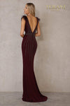 V Neck Beaded Sheath Gown Beaded Sheath V Neck Dress - 2215P0036