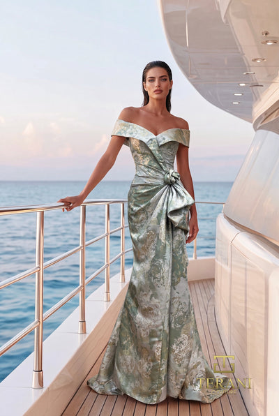 Terani Couture 271M8440 Sage Gold