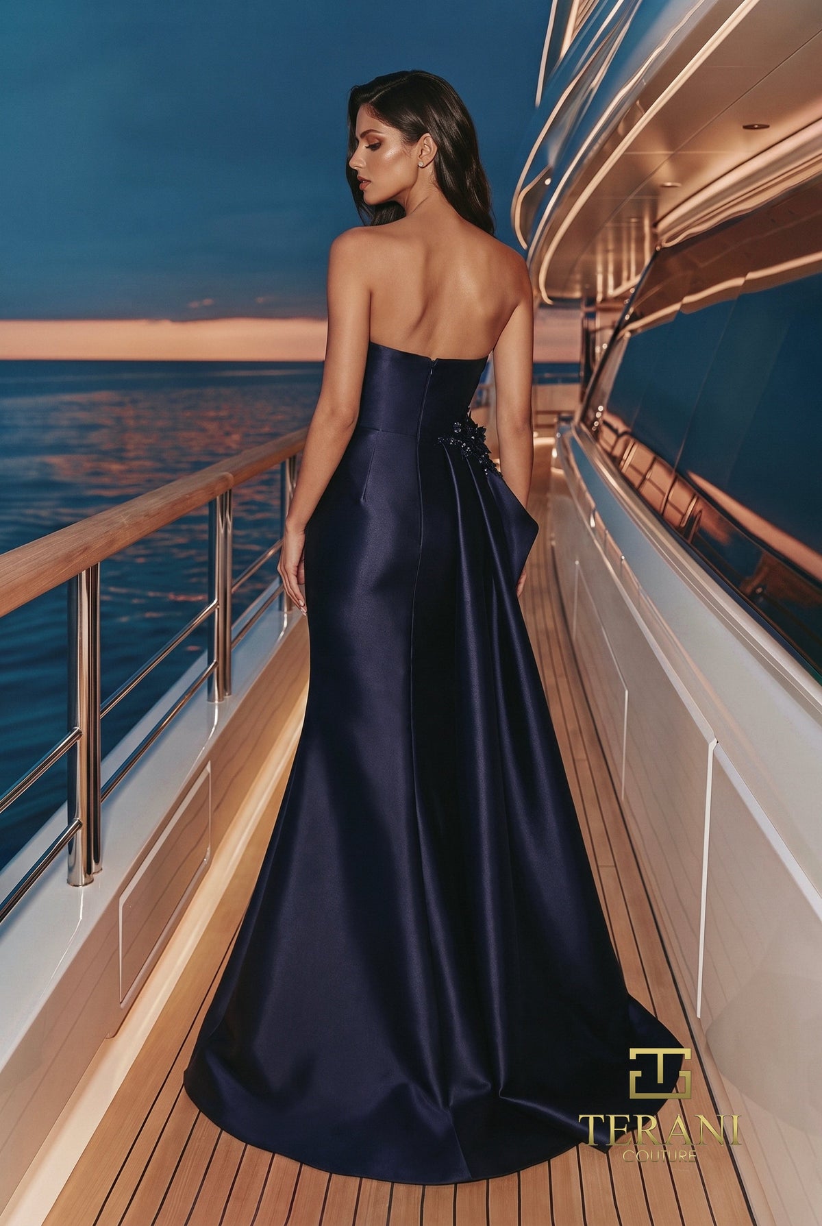 Terani Couture 271E8350 Navy Fuchsia
