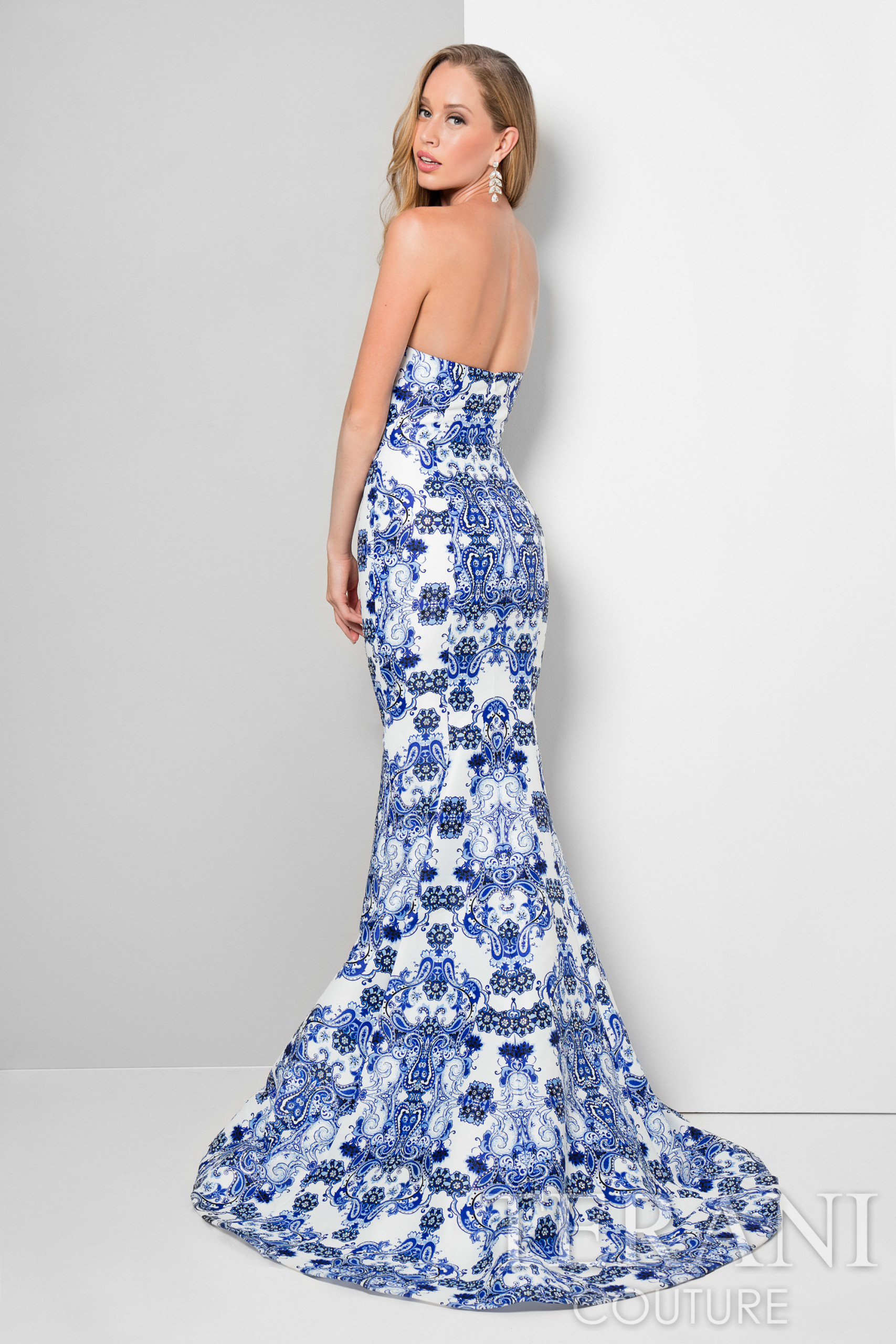 Strapless Heavy Printed Long Mermaid Dress – 1712P2536G
