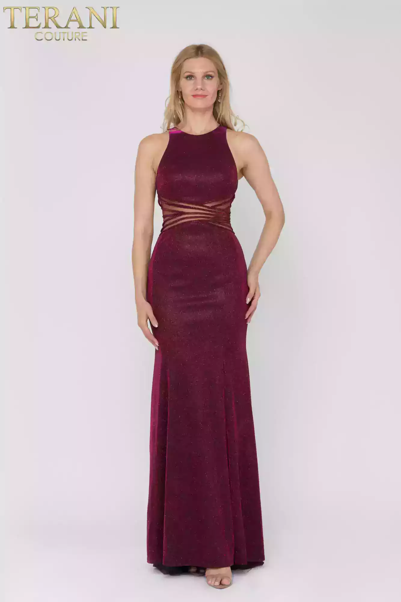 Sleeveless Halter Neck Sheet Waist Long Dress - 1815P5909G