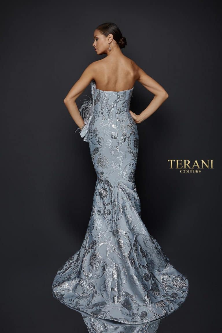 Dramatic Pleat Fan Jacquard Gown - 1921E0137
