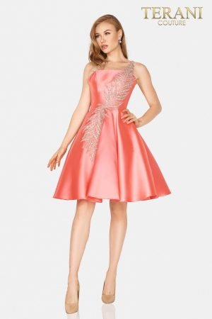 One shoulder satin short prom ball gown - 2011P1021