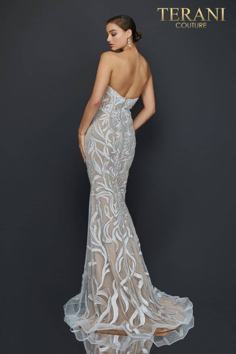Sexy strapless embroidered prom dress with slit - 2011P1067