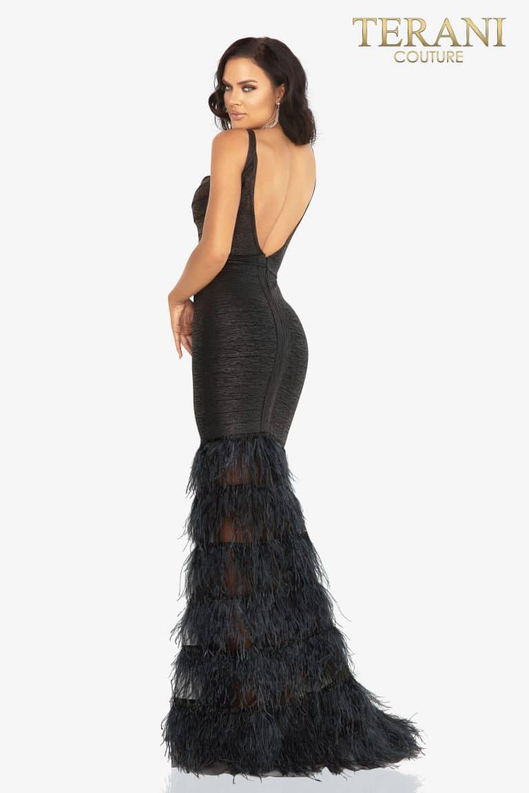 Style: Fitted bandage prom dress with feathers – 2011P1102