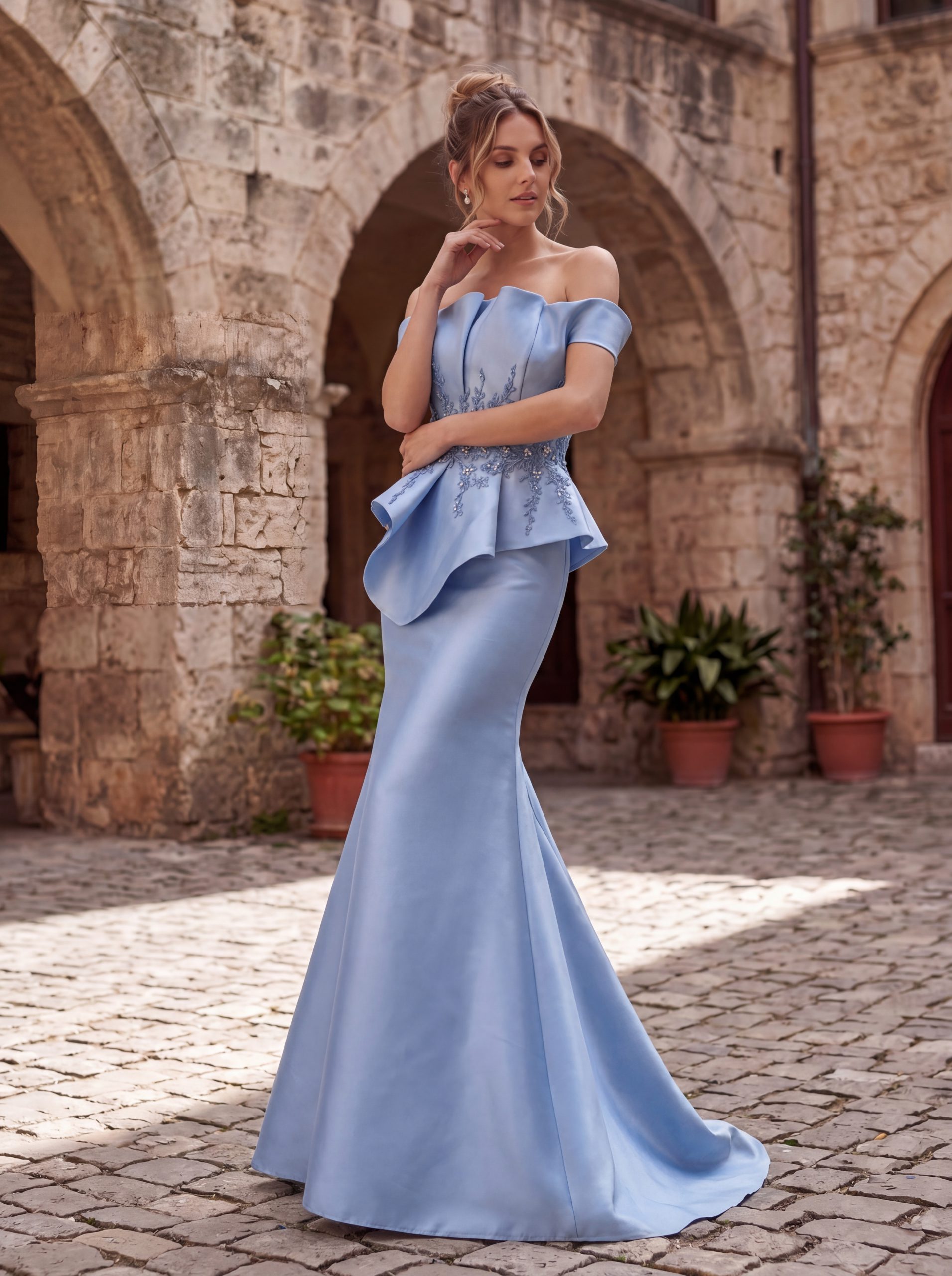 Evening Structured Mikado Off Shoulder – 2021E2835