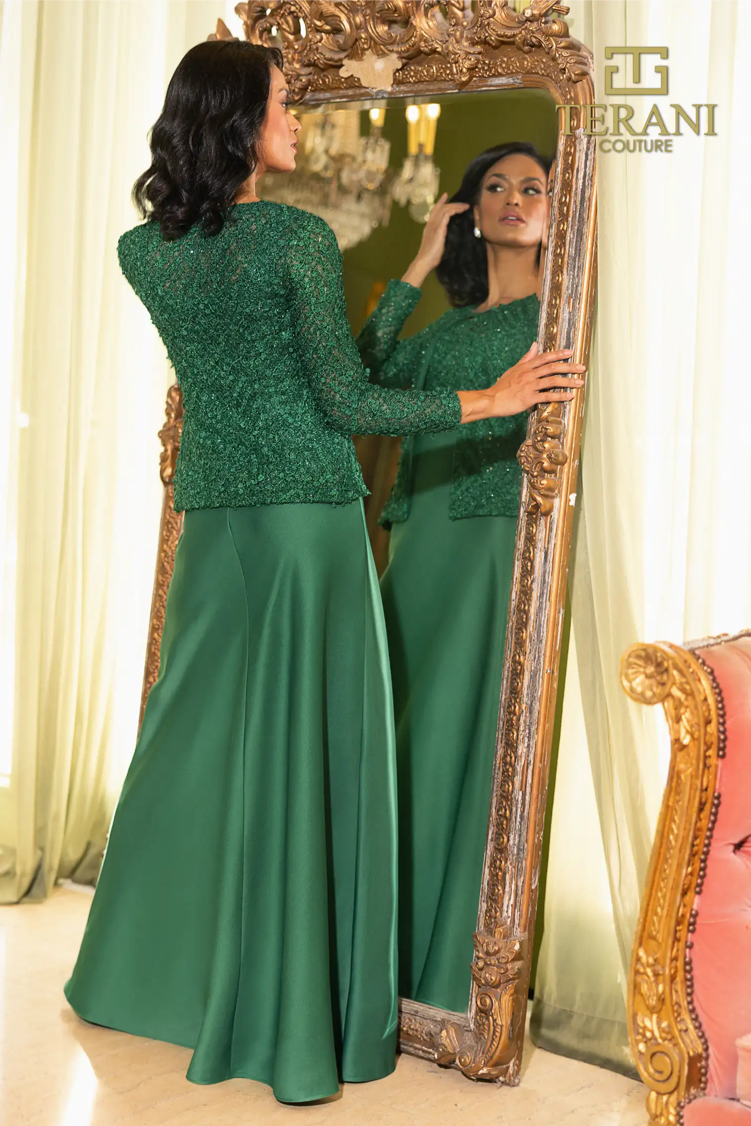 242M3412 Hunter Mikado Sleeveless Long Column Dress