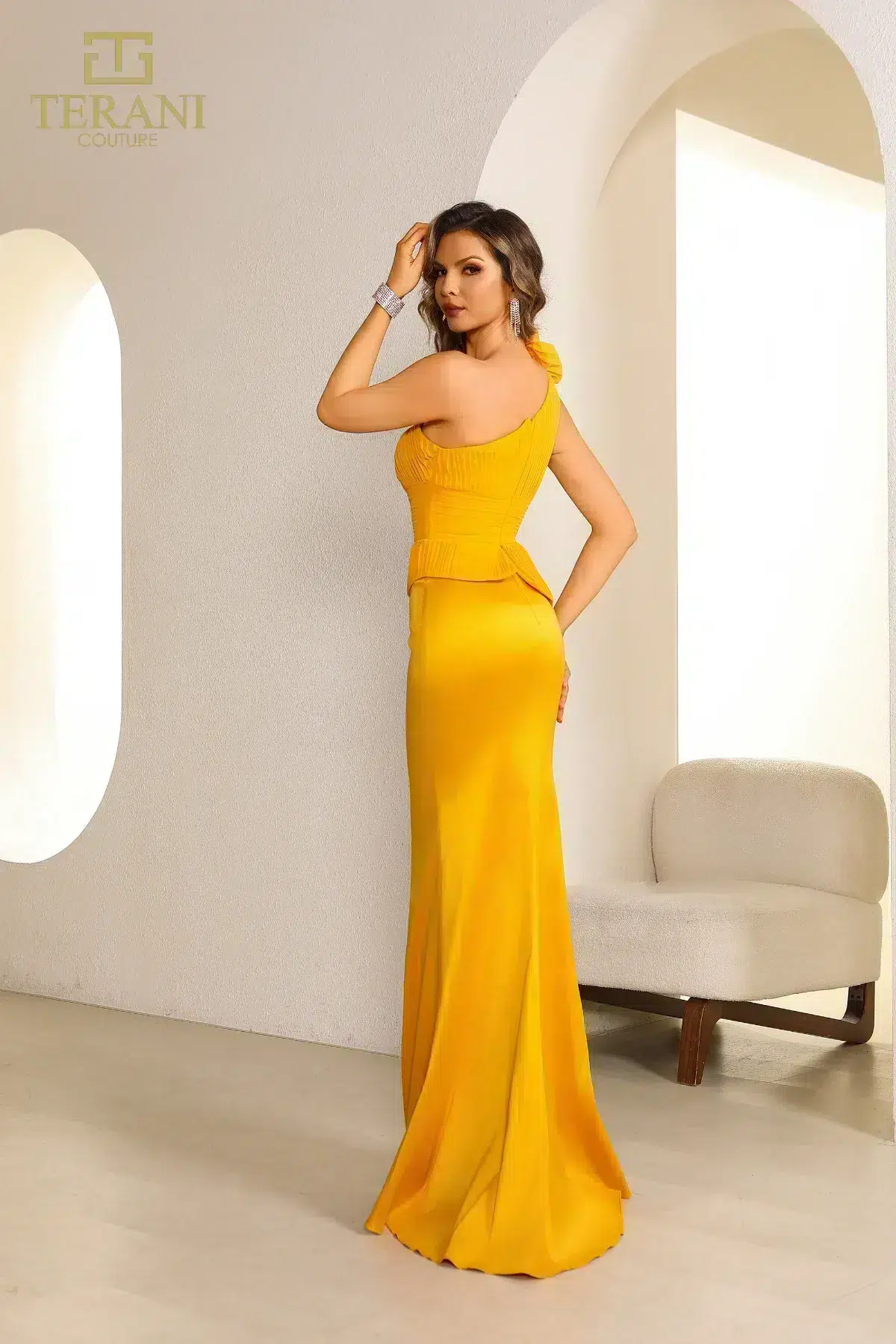 251E4578 Assyemtric Sleeveless Sheath Evening Dress