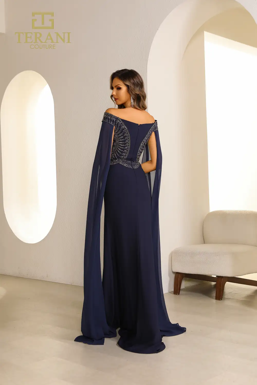 251M4580 Bodycon Off The Shoulder Side Slit Long Dress