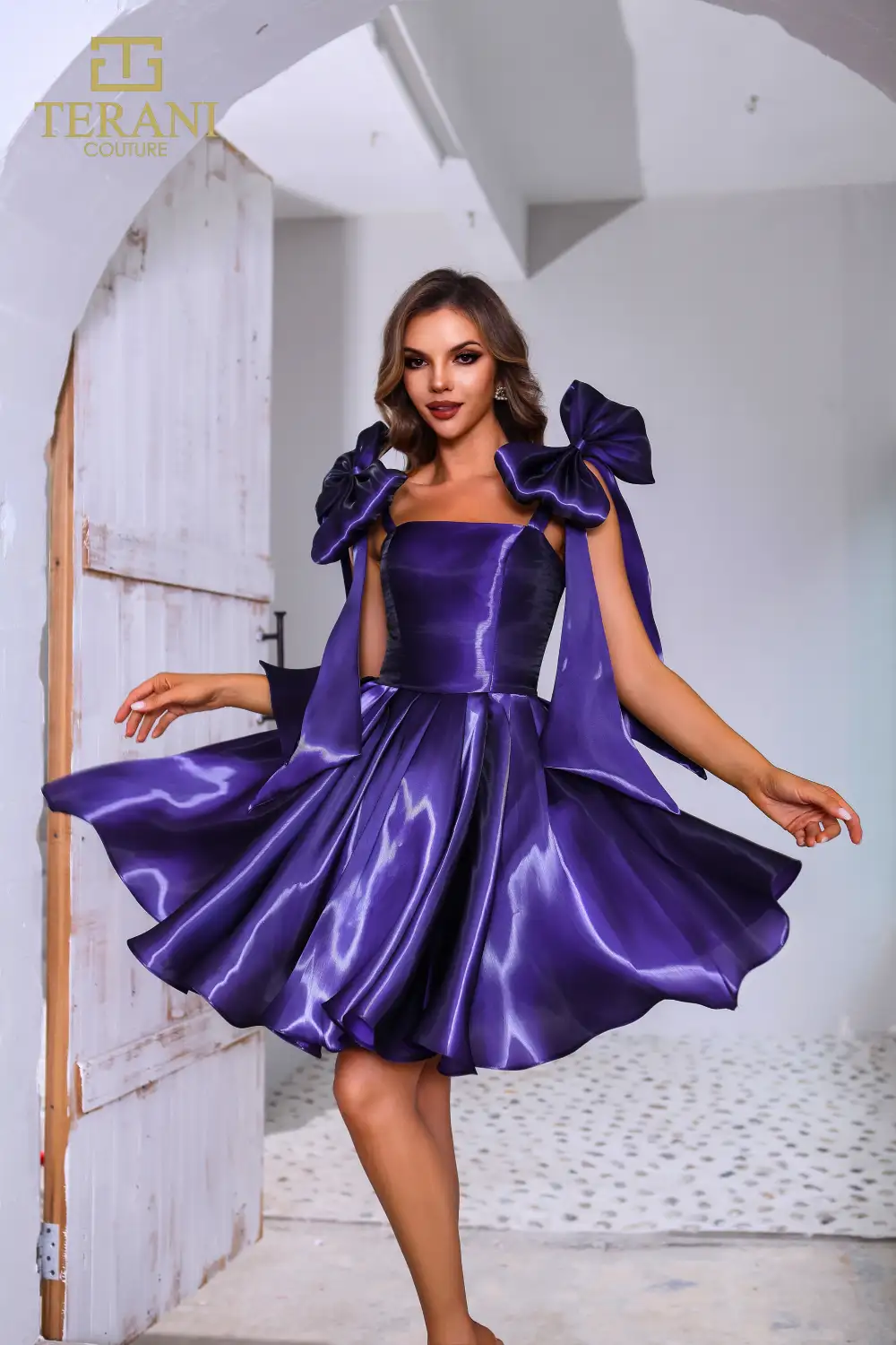 251P4047 Straight Neckline Short Ballgown Prom Dress