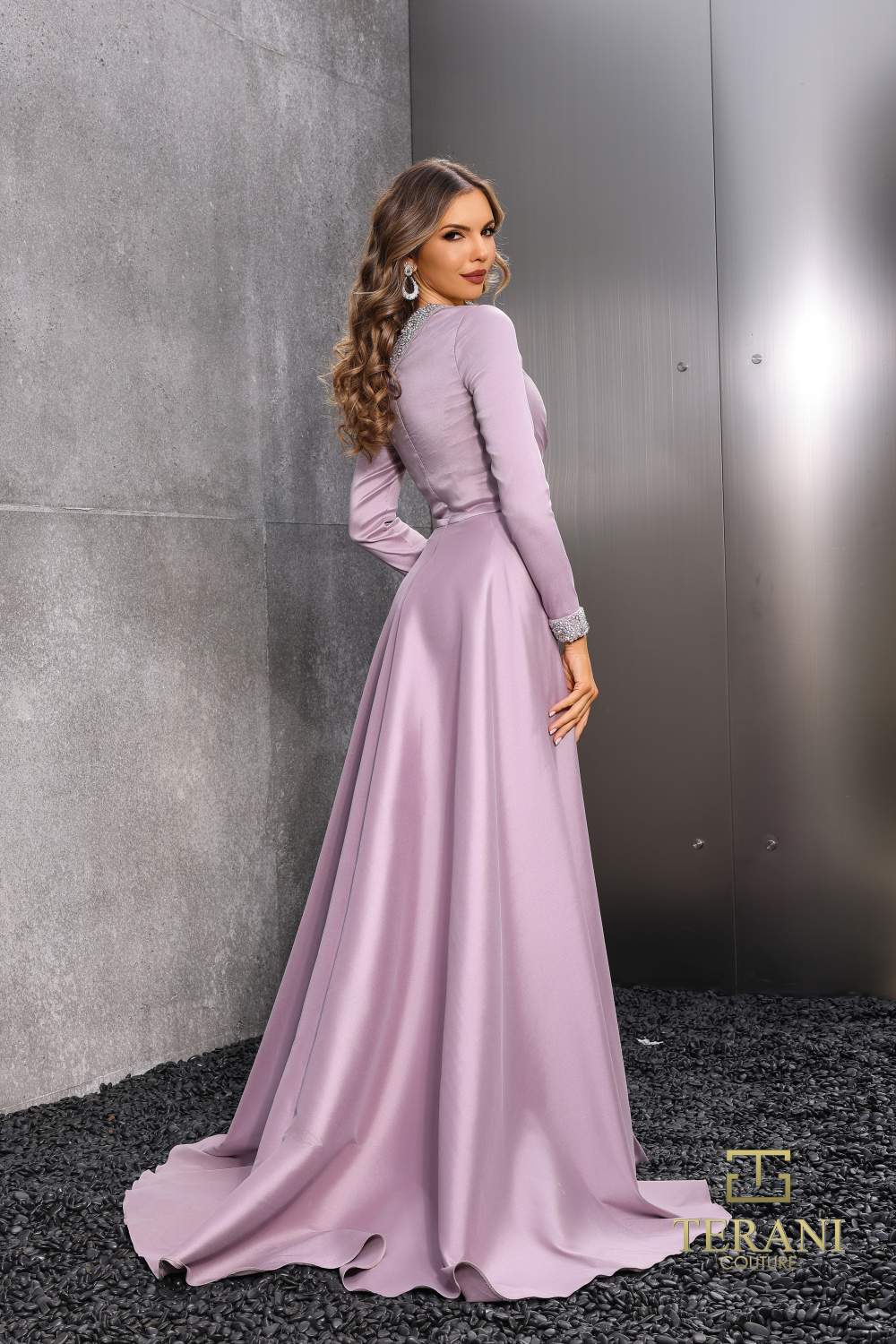 252E5108 – Fit and Flare Long With Overskirt Evening Dress