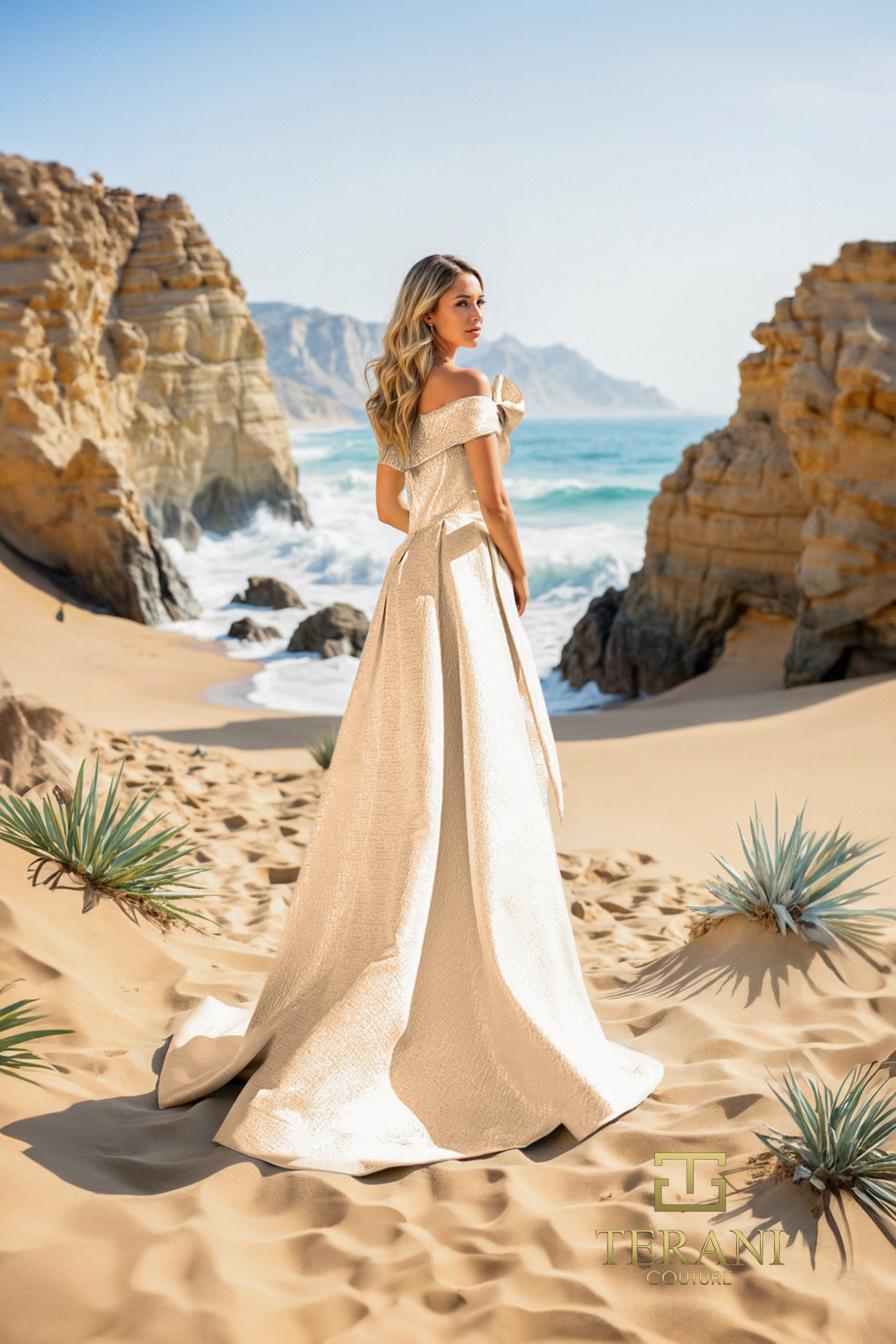 252E5169 – Fit and Flare Long With Overskirt Evening Dress