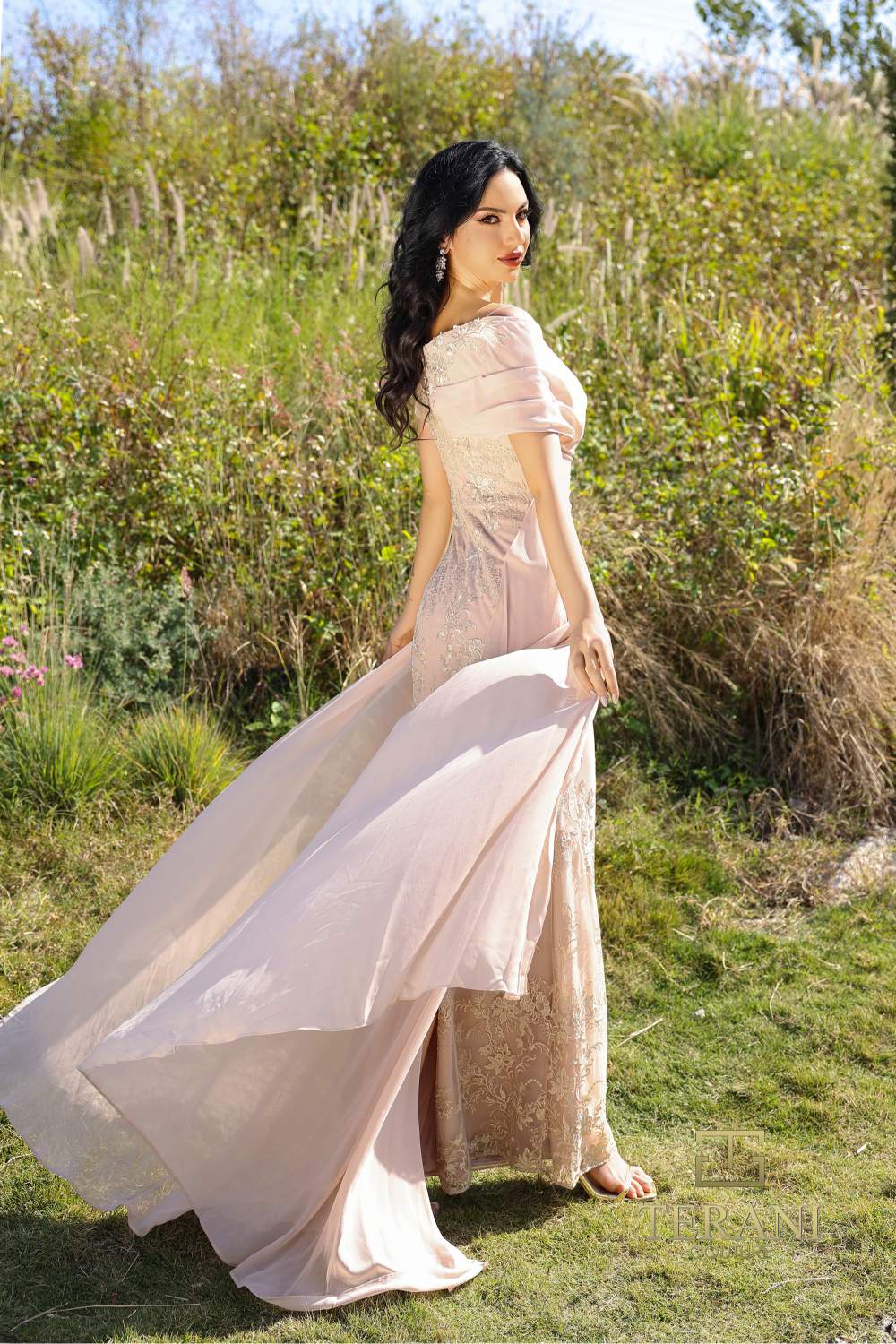 252M5308 – Off Shoulder Long MOB Dress