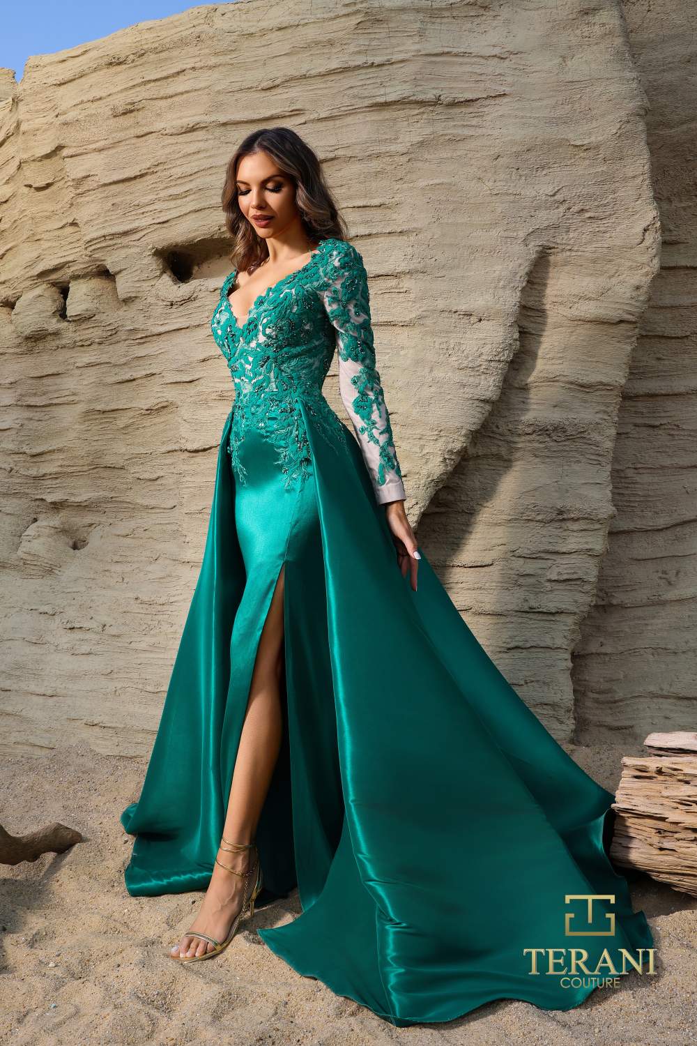 252M5311 - Over Skirt Long MOB Dress